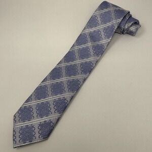 Bruno Marchesi Handmade Silk Blend Tie Gray Purple Geometric